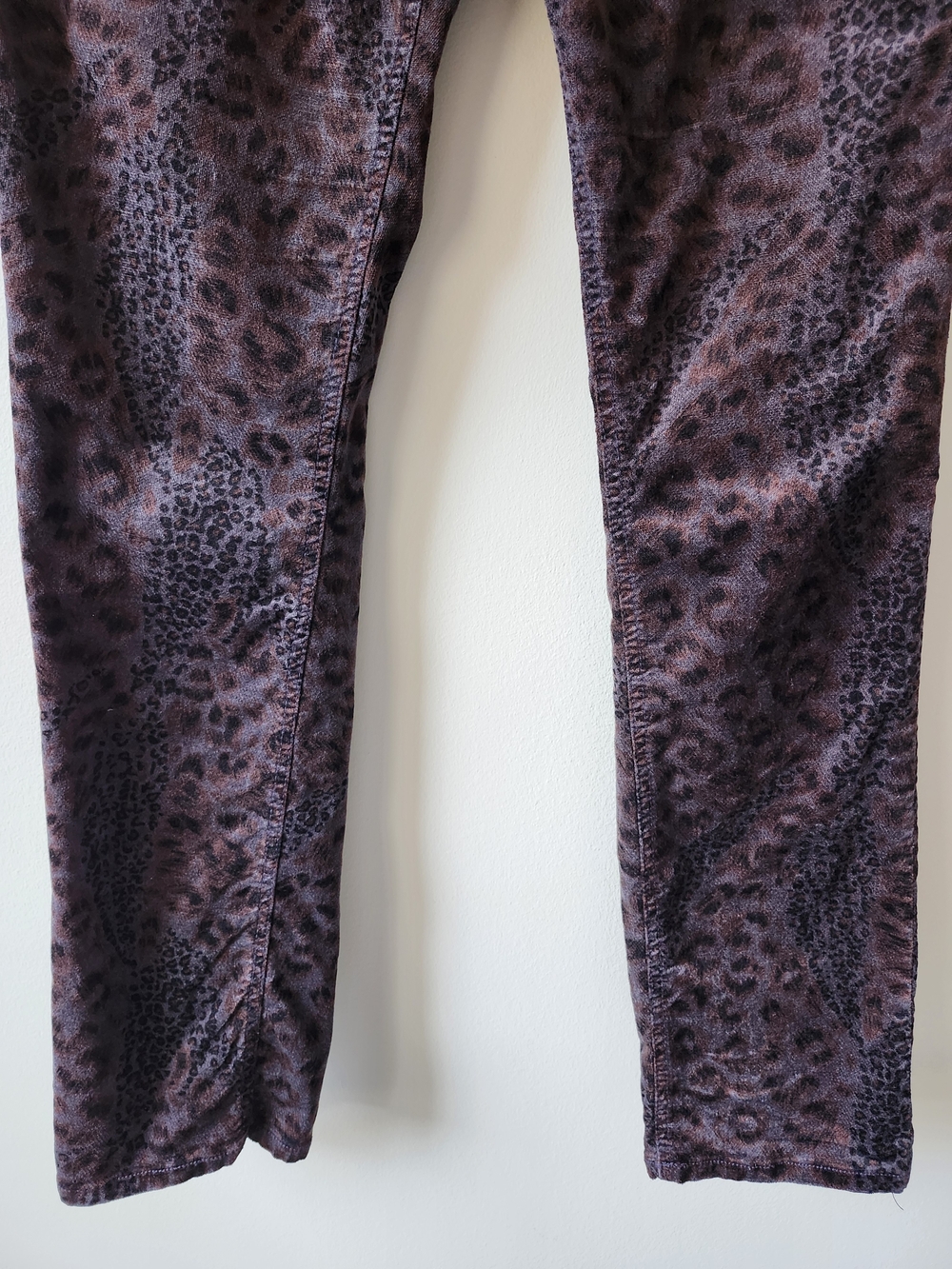 Plum Slim Straight Animal Print Velvet Pants - Picture 4 of 10